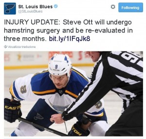 L'aggiornamento dei Blues sull'infortunio di Steve Ott